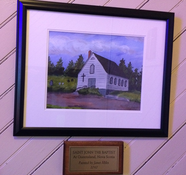 Painting of St. John the Baptist Church by Janet Miles.